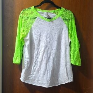 Lime Green/White Top - Size L